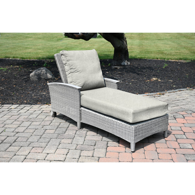 Bella Outdoor Teak Chaise Lounge, Canvas Granite Sunbrella® Canvas, Gray