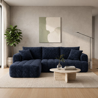 Boneless Sofa, Chenille L-Shaped Modular Sectional Couch