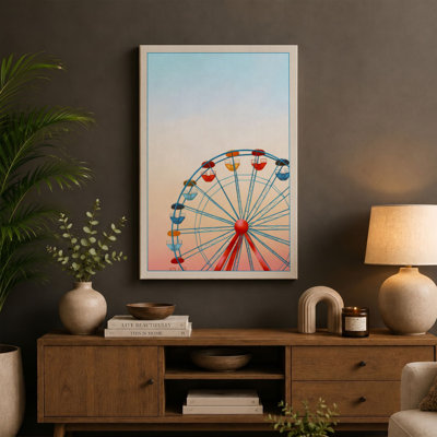 Ferris Wheel at Dawn Vintage - Wrapped Canvas
