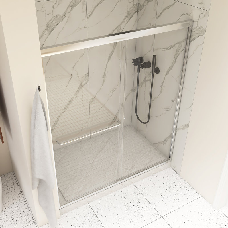 54 po X P 72 po Porte de douche coulissante double H, Nickel brossé