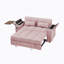 Canapé-lit en chenille rose avec accoudoirs de rangement, port USB et table d'appoint rotative