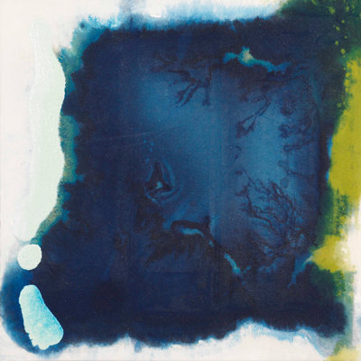 «Blue Blur II», peinture sur toile à cadre flottant