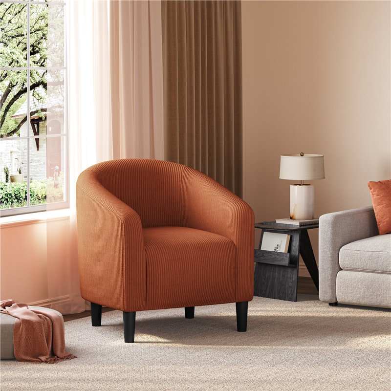 Upholstered Accent Chair Fabric Club Chair, Brick Red