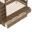 Lit superposé simple au-dessus de simple avec 4 tiroirs de rangement, lit superposé en bois massif avec garde-robe intégrée et garde-corps pleine longueur, aucun sommier nécessaire, brun
