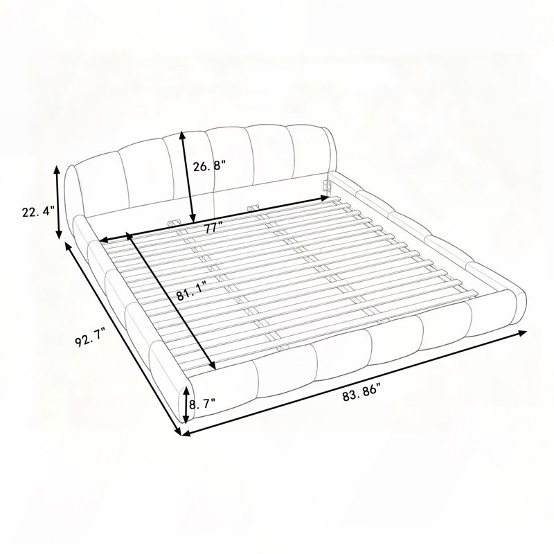 Lit plateforme tapissier Chenille, King, Pink