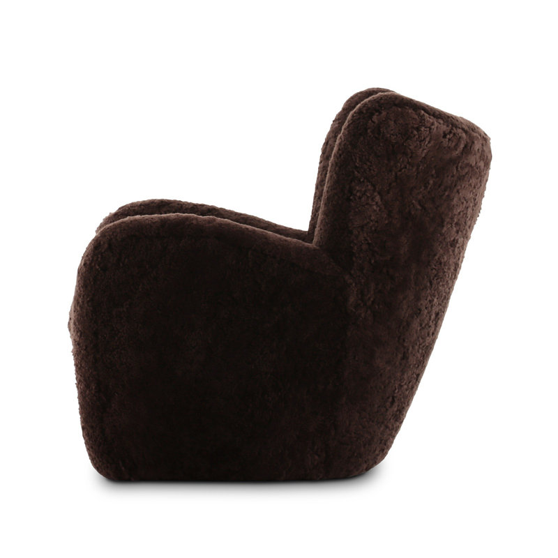Bristow Wingback Chair, Cocoa Shearling