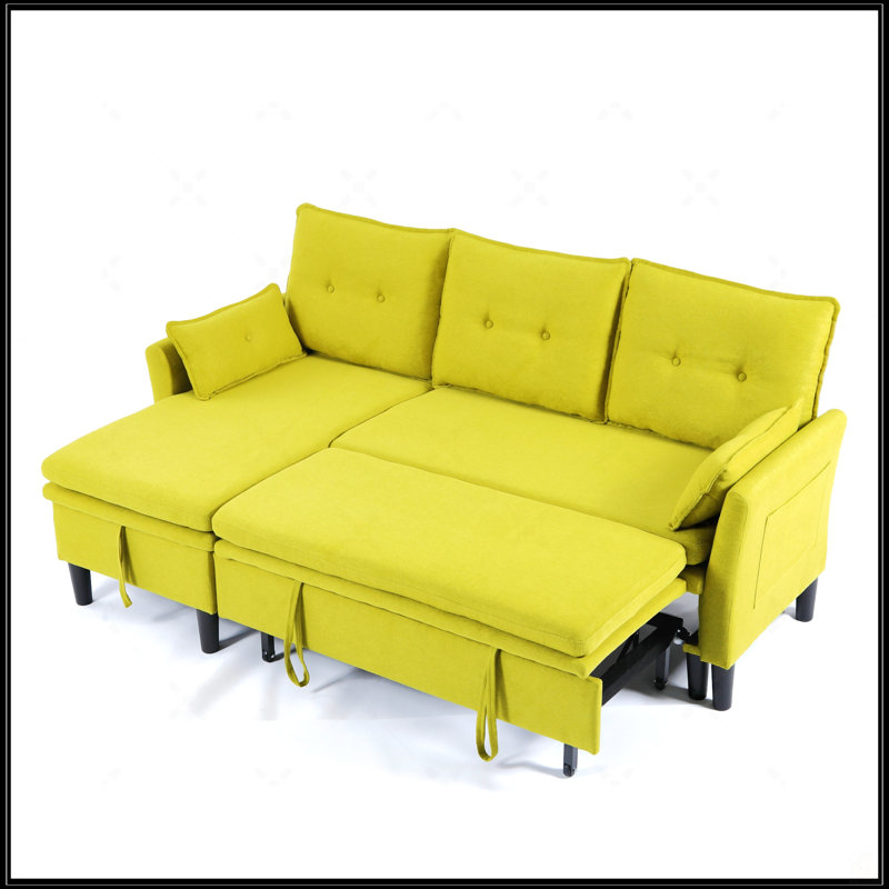 Canapé modulaire en L avec méridienne réversible avec rangement, Vert
