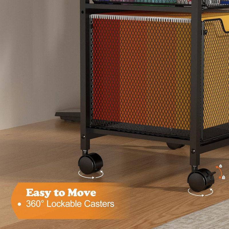 Black Mobile Legal Size 2-Drawer Rolling File Cabinet