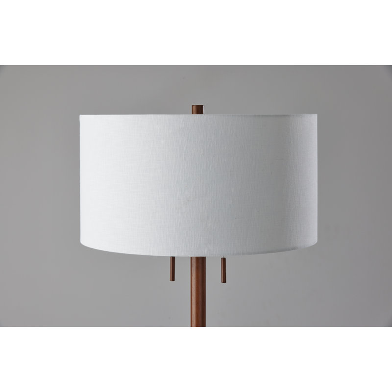 Lampe sur pied 66 po Geno, Blanc, Noyer / acier brossé