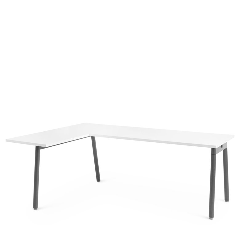 Bureau en coin Series A, LPL, Charbon / Blanc, Left Hand Facing, H 29 po x l 36 po x P 79 po