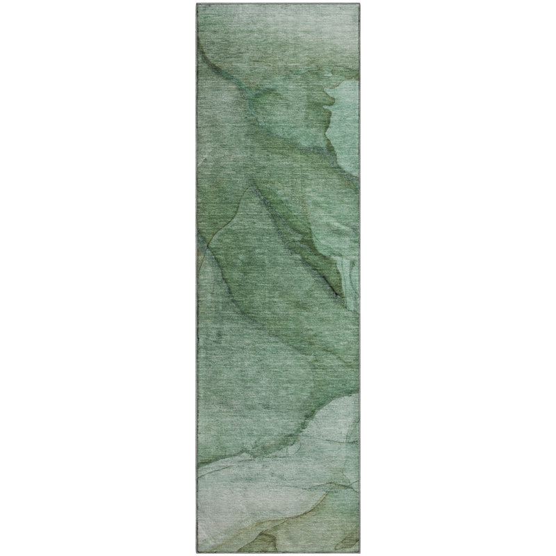 Tapis vert Cerrito AMF607 lavable à la machine de qualité supérieure, Tapis de couloir 2 pi 3 po x 7 pi 6 po