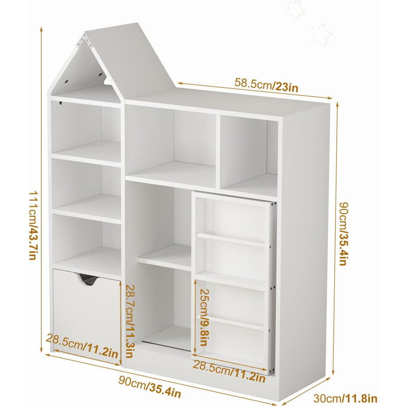 Organisateur de jouets et de livres pour enfants, organisateur de rangement multifonctionnel et bibliothèque