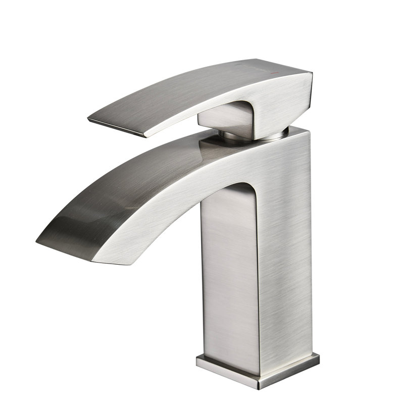 Robinet de lavabo de salle de bain en nickel brossé - Valve à cartouche avec finition noir mat moderne en alliage d'aluminium et