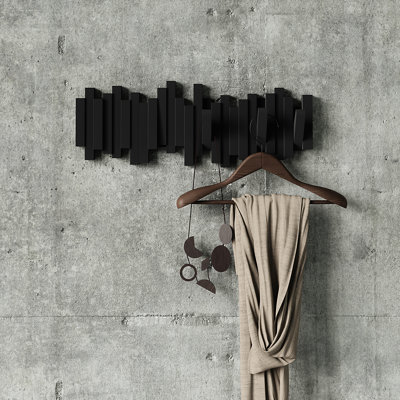 5-Hook Wall Mounted Coat Rack, Flip Down Hooks for Entryway, Bedroom, Office