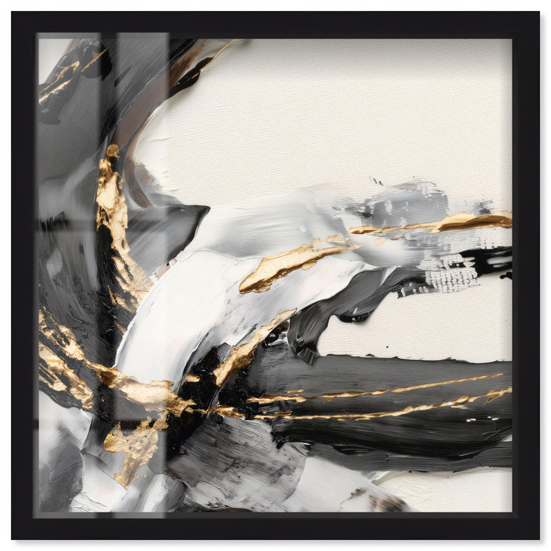 Art mural Aurea Flow IV Shadowbox par Art Remedy, cadre noir, 25 x 25, H 25 po x l 25 po, Structure noire