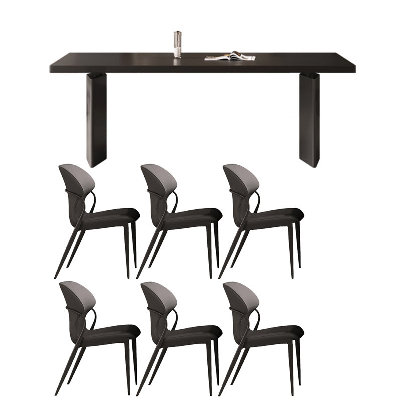 Table de salle à manger moderne en marbre noir minimaliste, 7