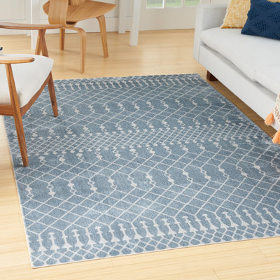 Tapis bleu marocain lavable à la machine Kittie