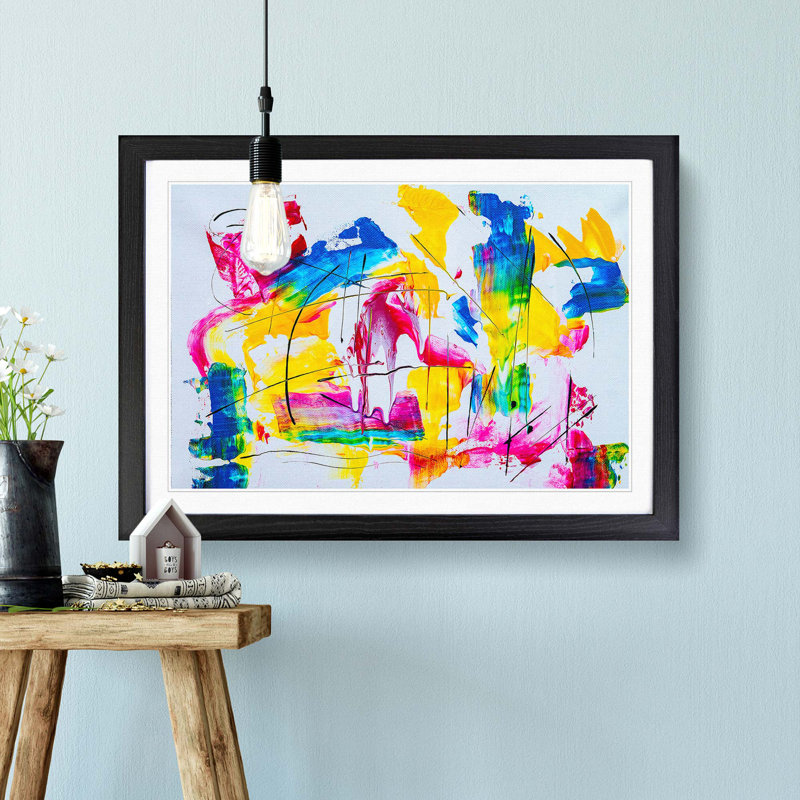 Abstract Art Painting Vol.239 by S.Johnson - Picture Frame Painting Print, Black Framed, 62cm H x 87cm W x 2cm D