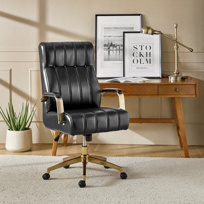 Conan 63.5cm W Mid-Century Modern Office Chair with Height Adjustable