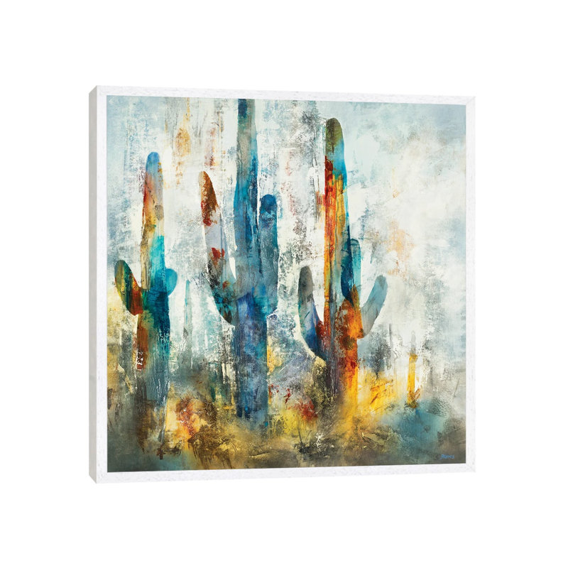 Saguaro Forest by Scott Brems - Print on Canvas, 45.72cm H x 45.72cm W x 3.81cm D, White Floater Framed
