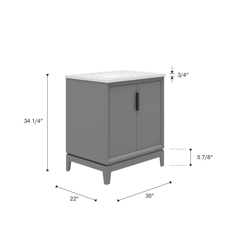 Elizabeth 30" Single Bathroom Vanity Set with Mirror, Monarch Blue, Hook