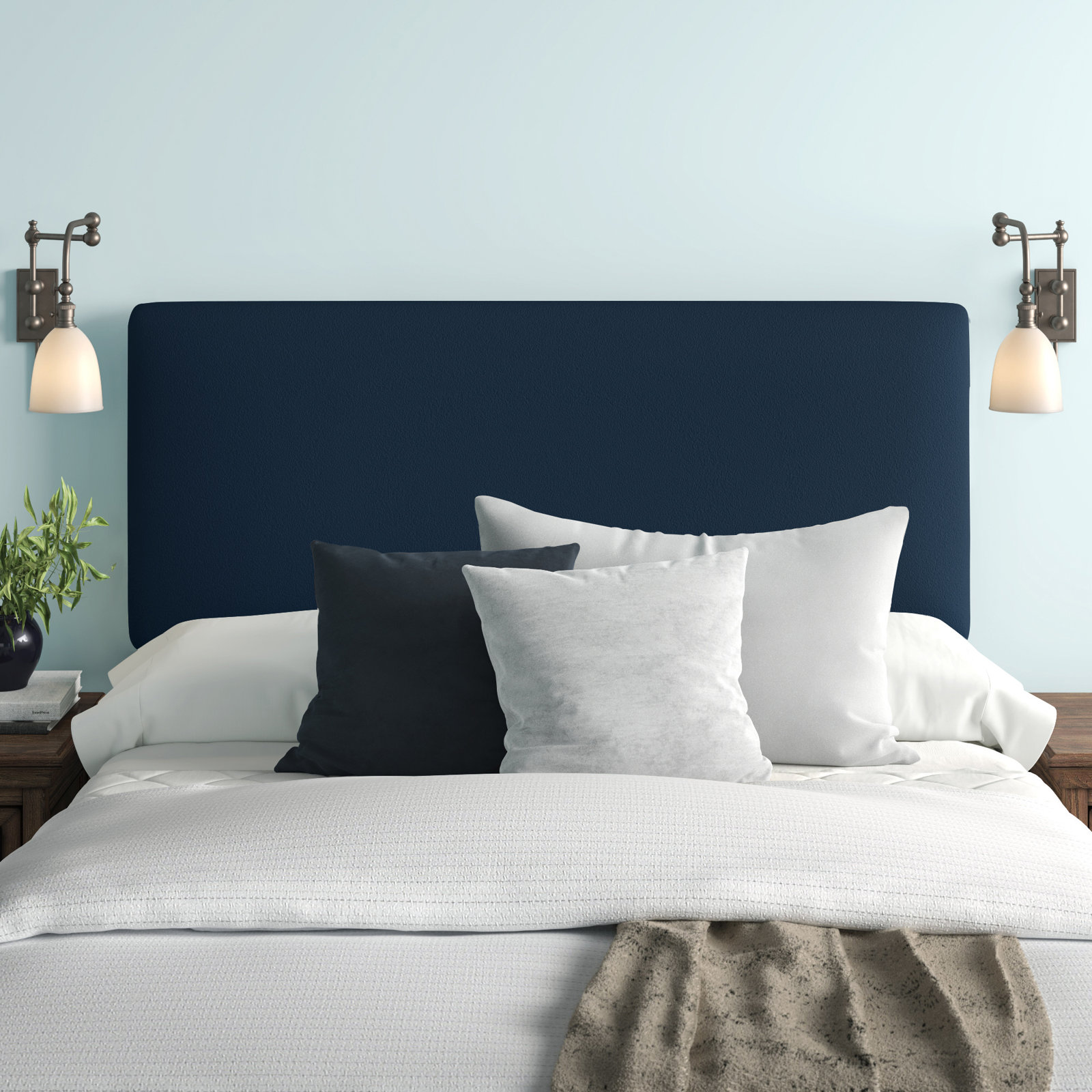 Eisley Upholstered Headboard, King, Classic Ink Performance Velvet