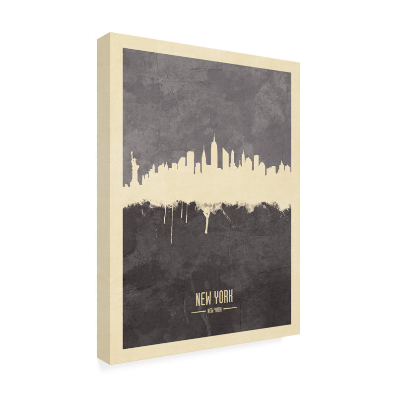 Art sur toile de Michael Tompsett, «New York City Skyline Gray», H 32 po x l 24 po x P 2 po