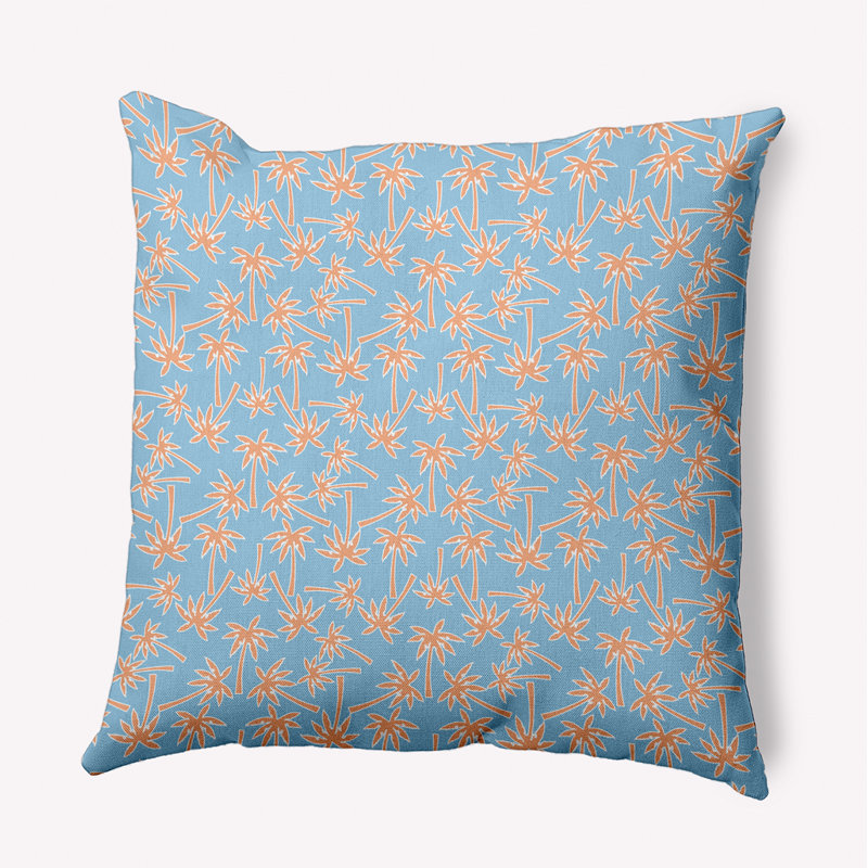 Coussin décoratif à motif de palmier PF1616BL9OR29, H 20 po x l 20 po, Carré