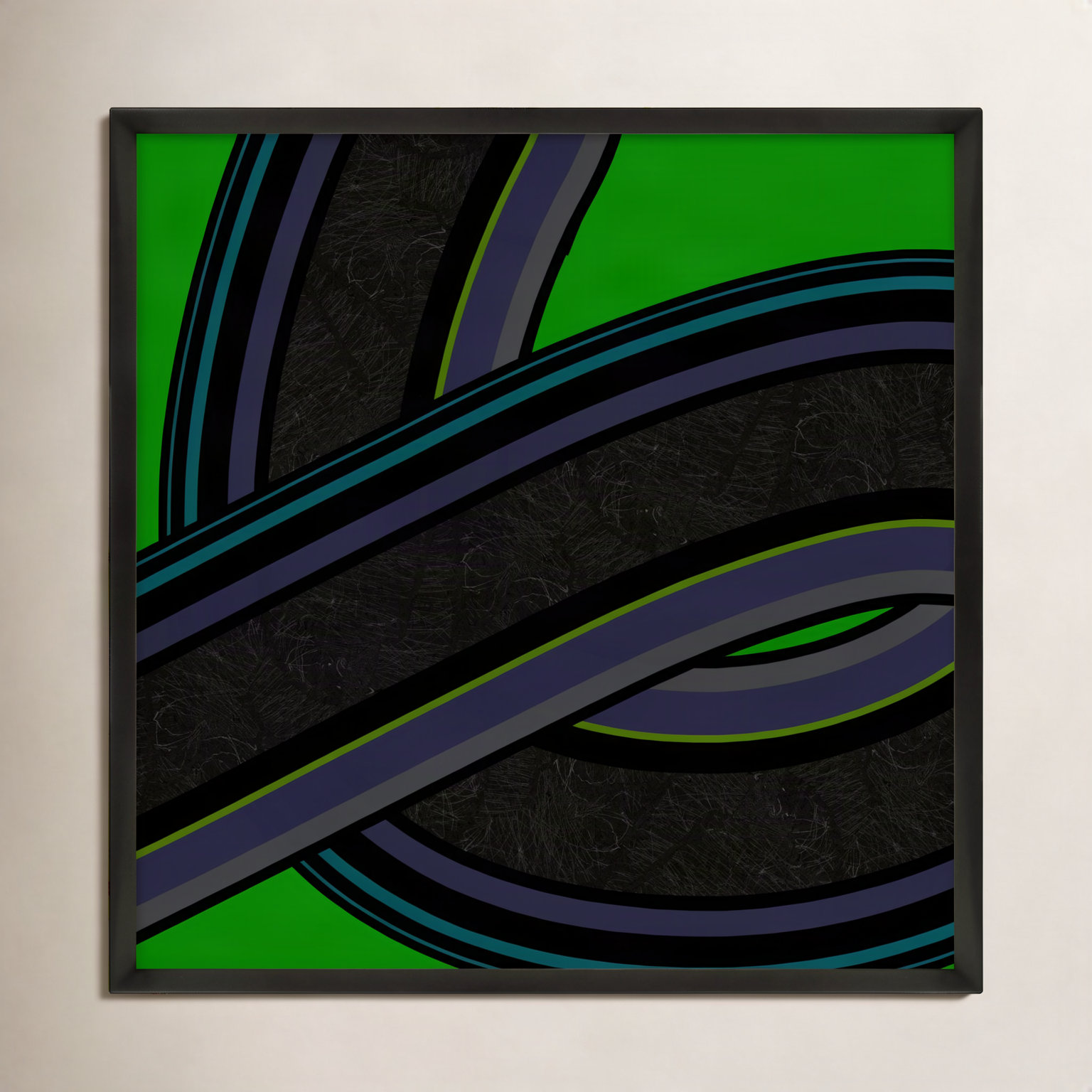 Twisted Road by Jacques Pilon, 24" H x 24" W x 1.25" D, Black Wood