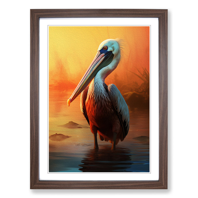 Pelican Digital - Framed Print, 34cm H x 25cm W, Walnut Framed