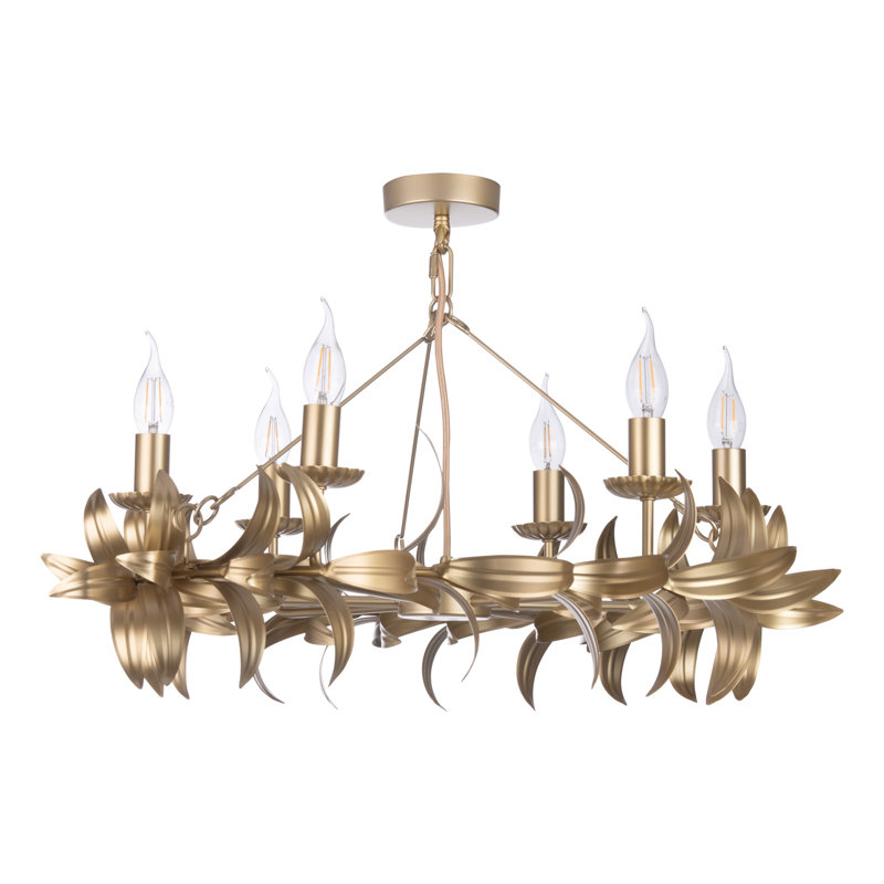 Dorris 6 - Light Satin Gold Waggon Wheel Pendant
