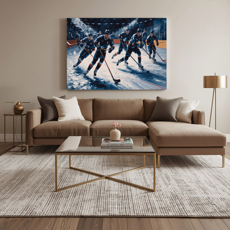 Art sportif sur toile gris Sports Bandy, H 12 po x l 18 po