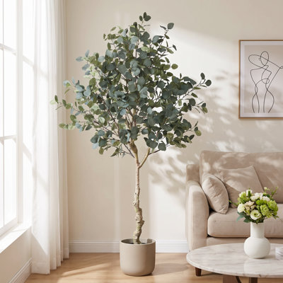 6ft Faux Eucalyptus Tree in Black Pot, Artificial Eucalyptus Plants for Home & Office Decor 