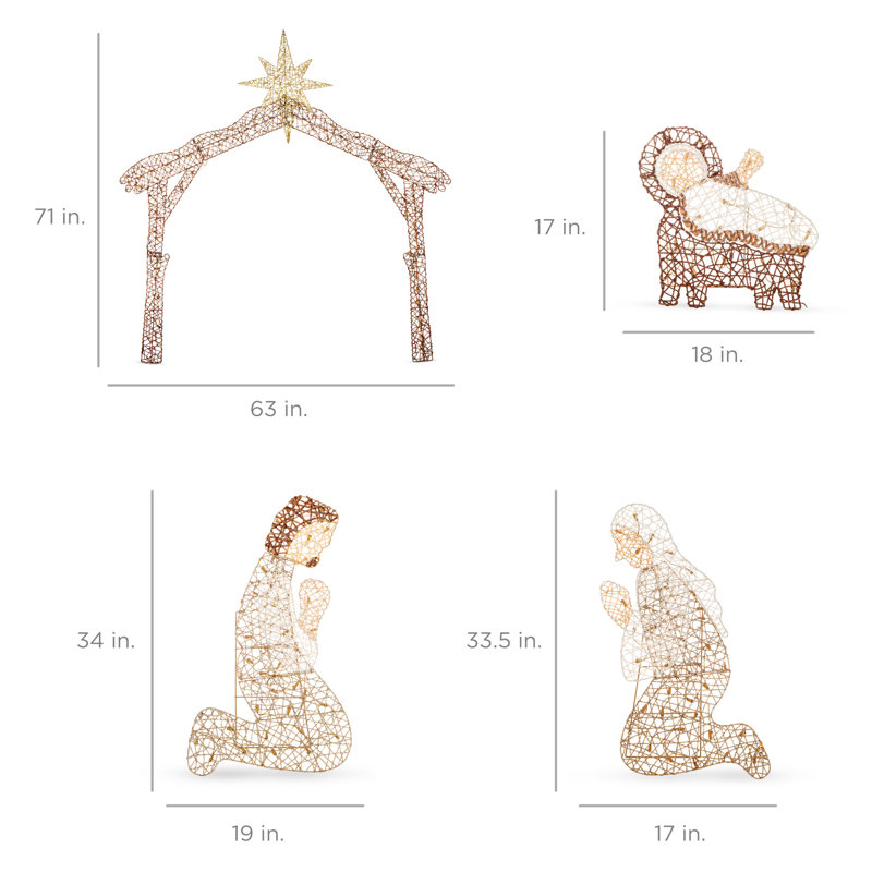 6Ft Warm White LED Outdoor Nativity Scene with Iron Frame
