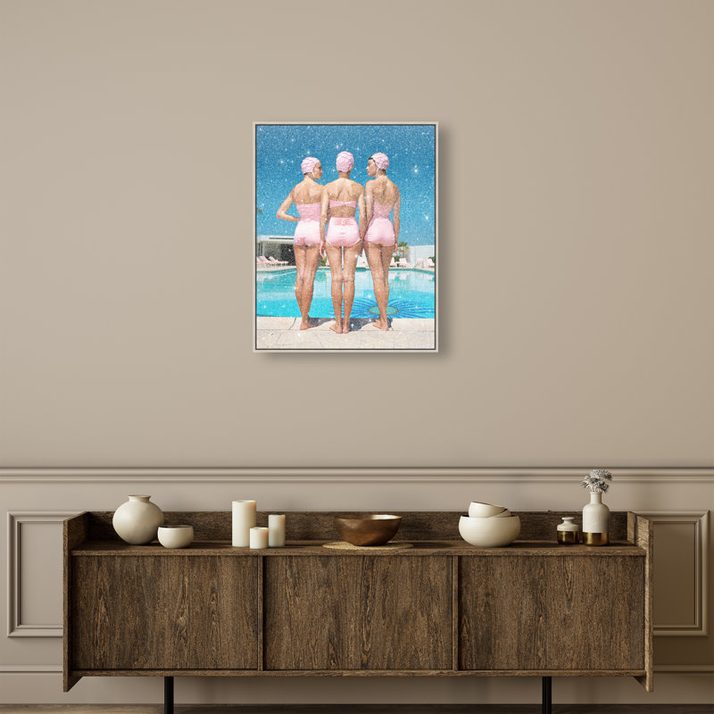 Pool Edge Canvas Fashion Print by Oliver Gal, Black Frame, 16 x 20, 21"H x 25"W, Gold Floater Frame