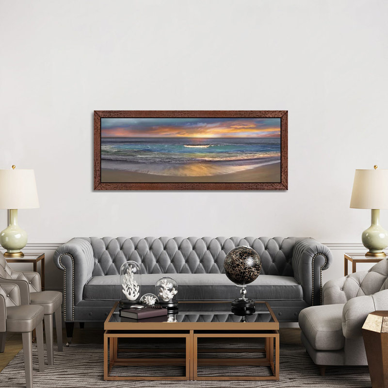 Malibu Alone by Mike Calascibetta - Panoramic Print on Canvas, 152.4 cm H x 50.8 cm W, Brown Framed