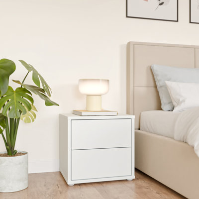 Chadwic Modern minimalistic bedside table with 2 drawers, engineered wood, terracotta, 49.8 cm W x 47.9 cm H x 41.5 cm D