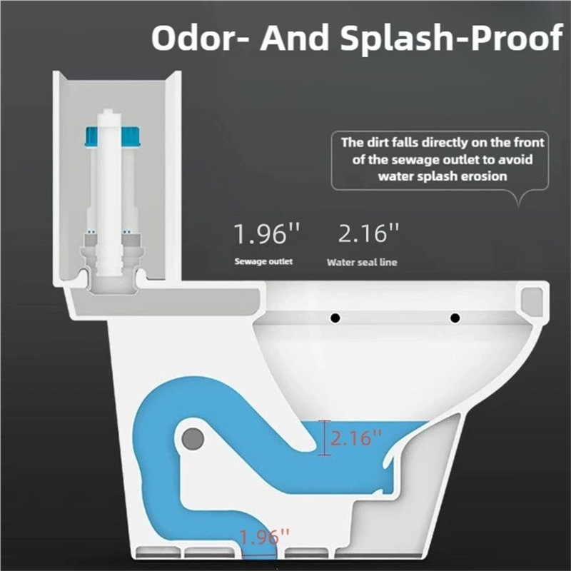 1.85 Gallons Per Minute Gpf Elongated Silent And Anti-Odor One-Piece Black Toilet (Seat Included), White/Gold