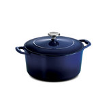 Cocotte ronde en fonte émaillée de couleur brune