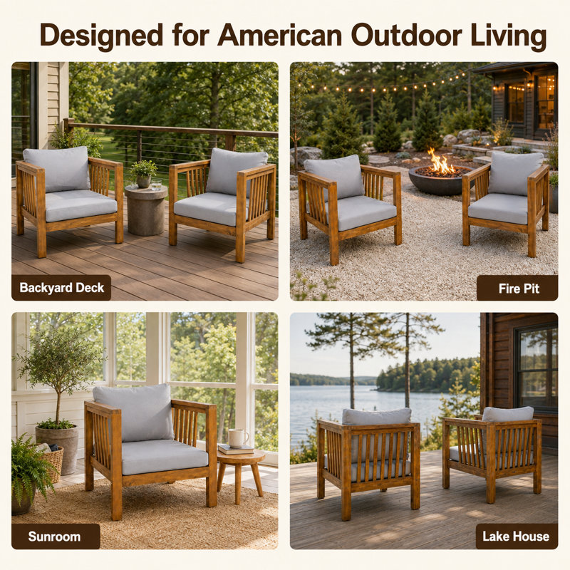 Fauteuil de jardin en bois avec coussins, Gris