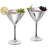 2 Piece Martini Cocktail Silver Glass Set