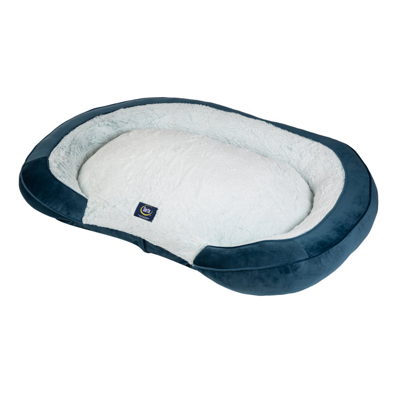 Canapé-lit ovale en mousse viscoélastique déchiquetée Serta, Bleu, Grand (l 36 po x P 28 po x H 8 po)