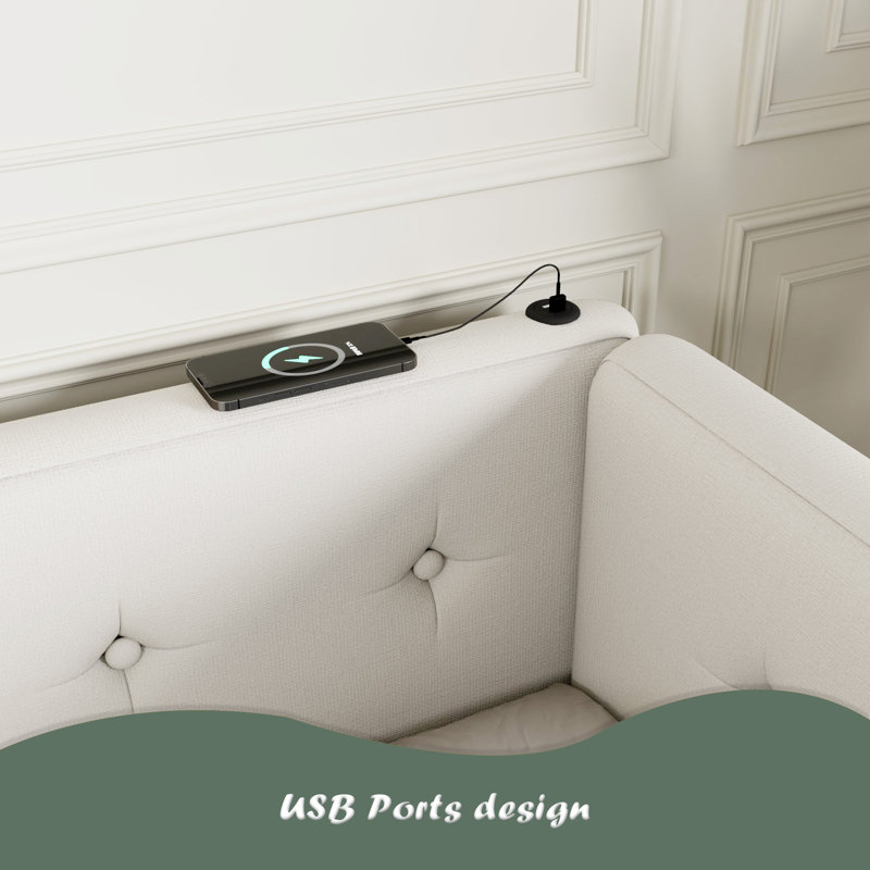 Lit plateforme tapissier avec ports USB, Grand lit