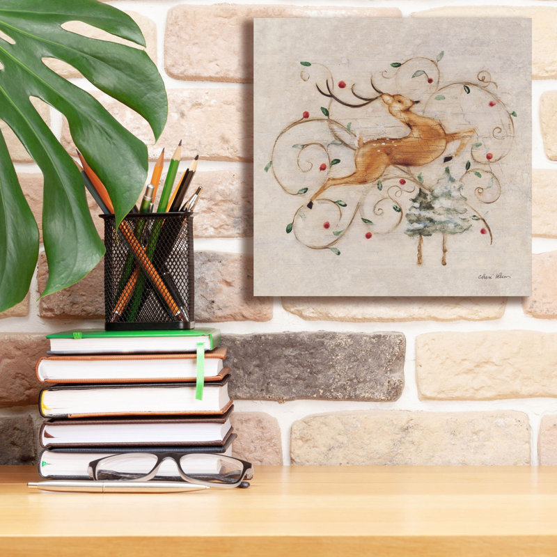 «Deer 1» par Cheri Blum, art mural sur toile, H 12 po x l 12 po x P 0,75 po