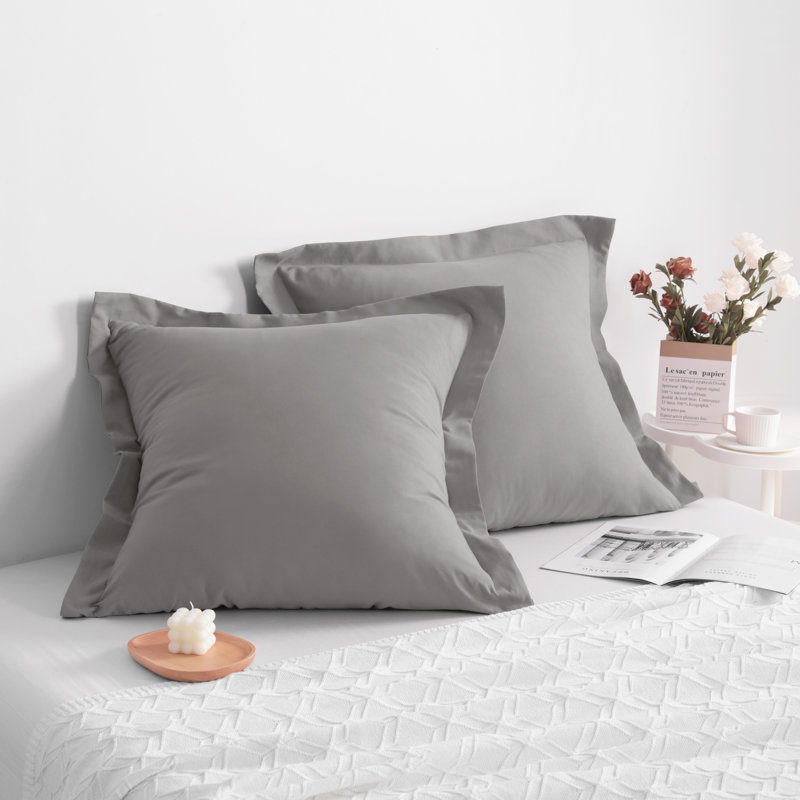 Bed Pillow Shams, 1800 Brushed Microfiber Oxford Pillowcases - NTBAY, Smoky Gray