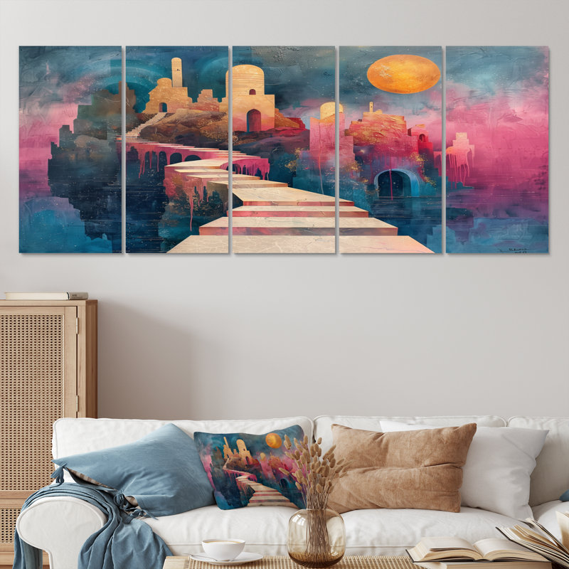 Ensemble de décorations murales observatoires astral rose et bleu, H 28 po x l 60 po