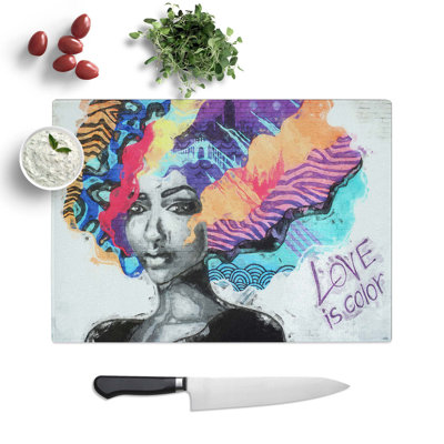 Glass Love Is Colour Street Art in Abstract Chopping Board