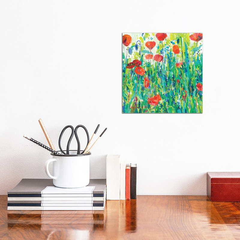 Stately Red Poppies III by Tara Funk Grim - Gallery-Wrapped Canvas Giclée on Canvas, Canvas, 30.48 cm H x 30.48 cm W