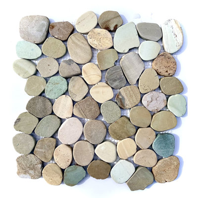 Bali Mix Multicolor Natural Stone Flat Sea Pebble Mosaic Wall & Floor Tile