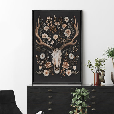 Animals In Flowers " Moody Gothic Animals Goat Skull Dark Floral Botanical Daisies Artwork Paintings "